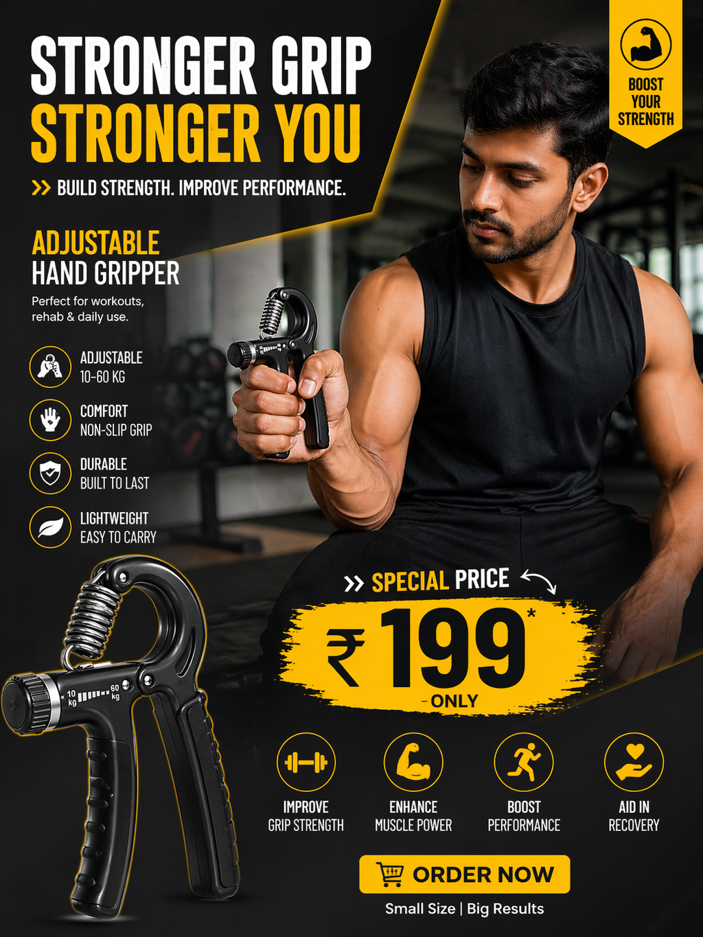GripForge™ Pro X 🔥 | Adjustable Hand Gripper (10–60kg) 💪 Build Forearm Strength, Stronger Grip & Better Performance